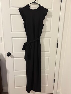 Moa Moa Black Sleeveless Belted Maxi Dress